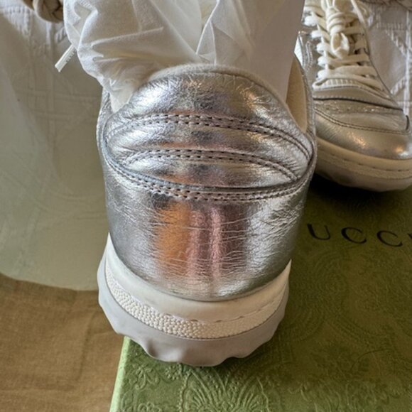 GUCCI MAC80 SNEAKER WHITE SILVER SIZE 5B - Picture 7 of 9